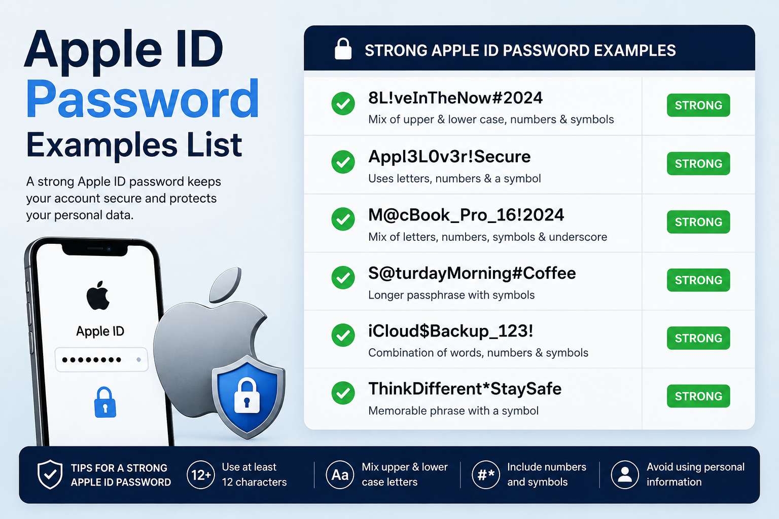 Apple ID Password Examples List: 50+ Strong Ideas